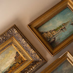"Sleepy Seaside Village" Framed Vintage Painting - Rug & Weave