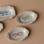 Scalloped Stoneware Mini Bow Dish bowl Creative Co-op (DYA) Green Bow