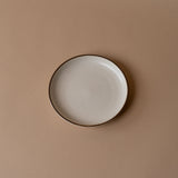 Ceramic Vanilla Plate with Espresso Detail plate David Shaw Appetizer Plate