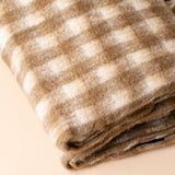Wool Gingham Throw Blanket - Toffee