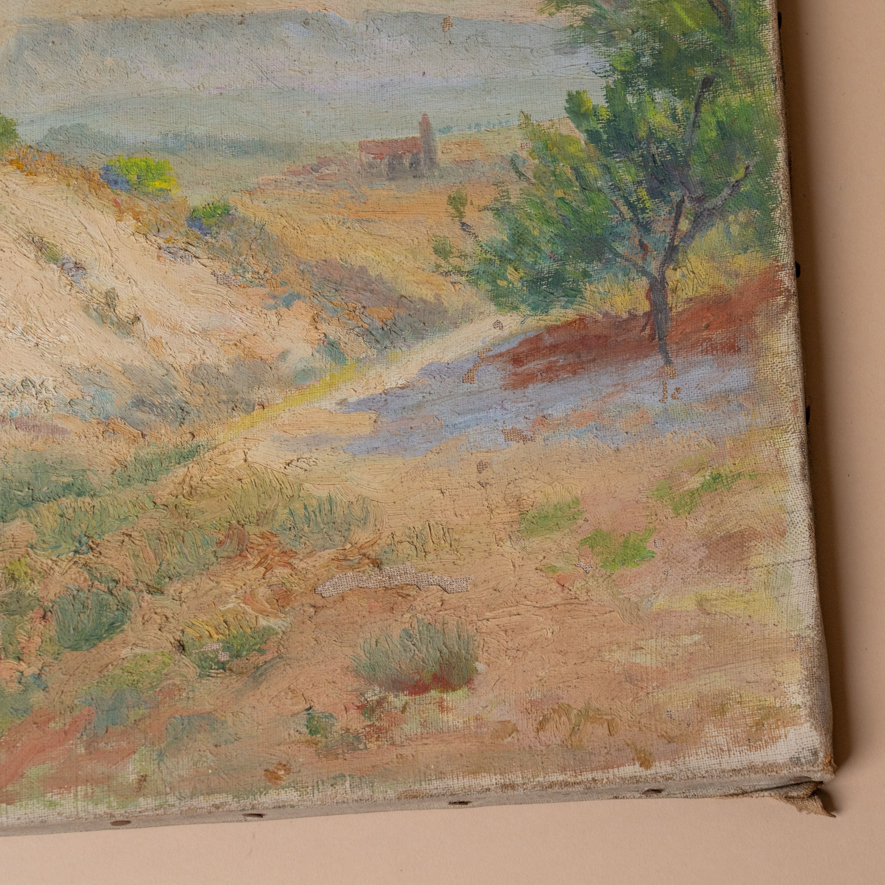 Antique French Landscape VINTAGE - artwork Rug and Weave