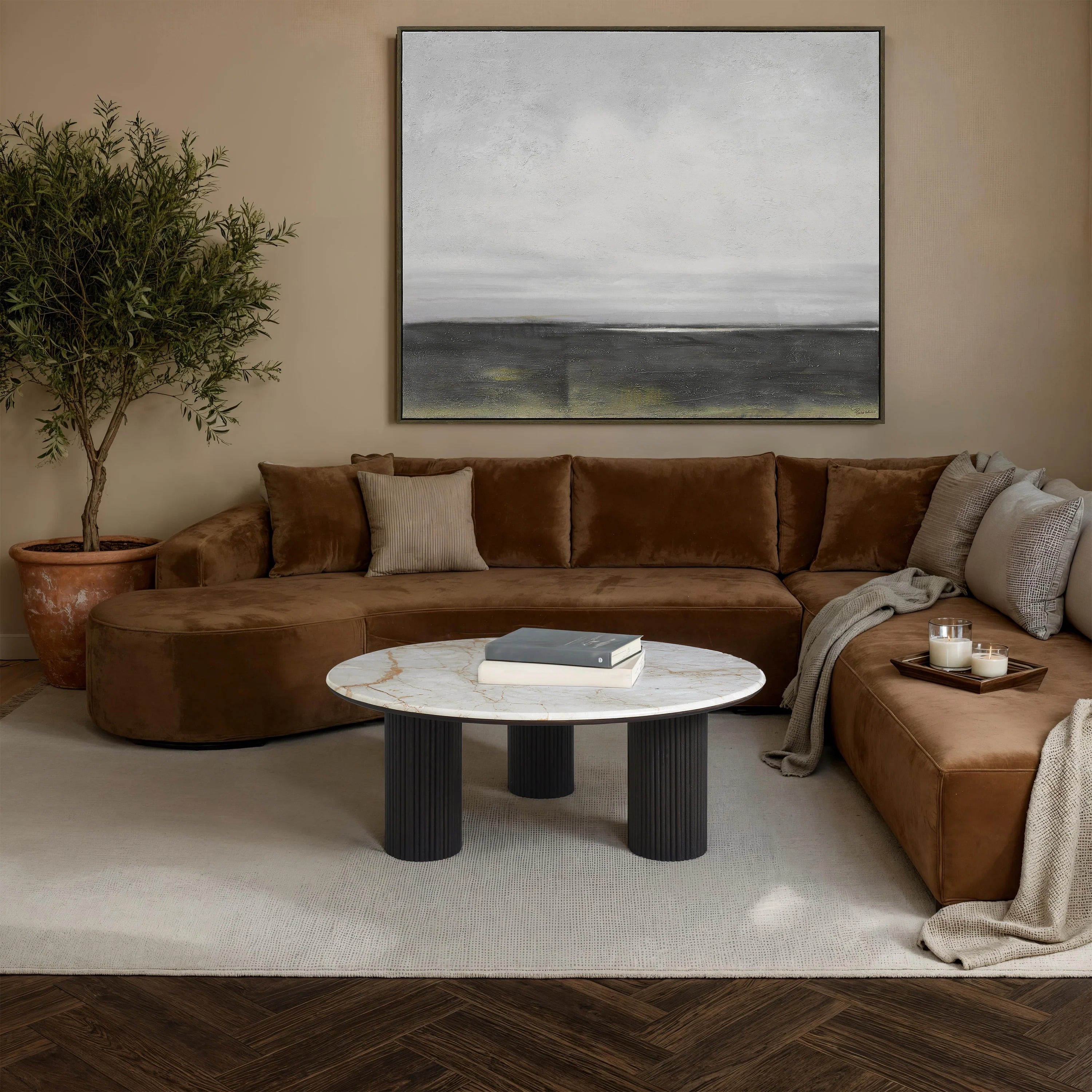Alviano Breccia Marble Coffee Table FURNITURE - coffee table Renwil