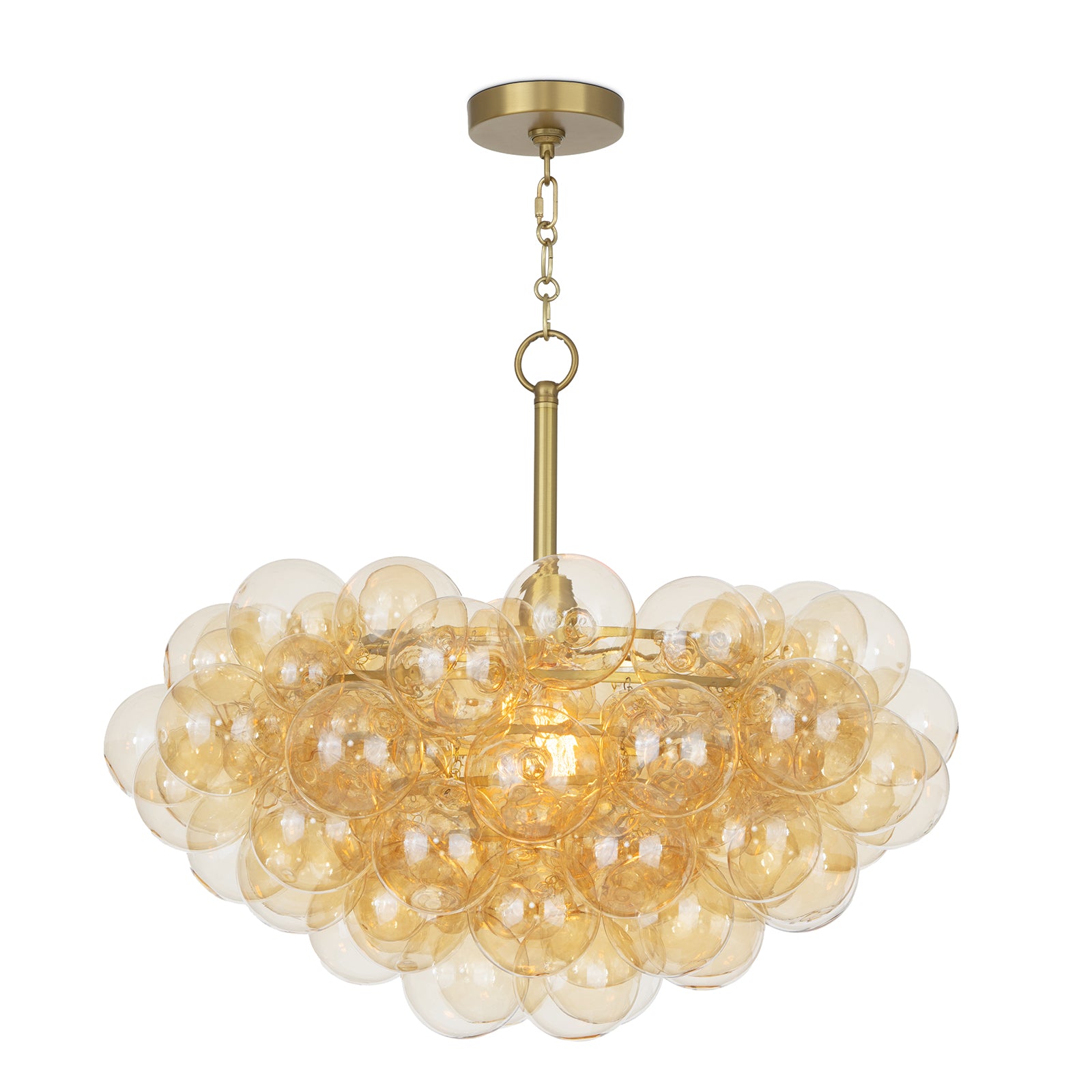 Bubbles Chandelier (Natural Brass with Amber Glass) - Rug & Weave