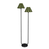 Polly Floor Lamp (Blackened Brass with Green Scalloped Shade) - Rug & Weave