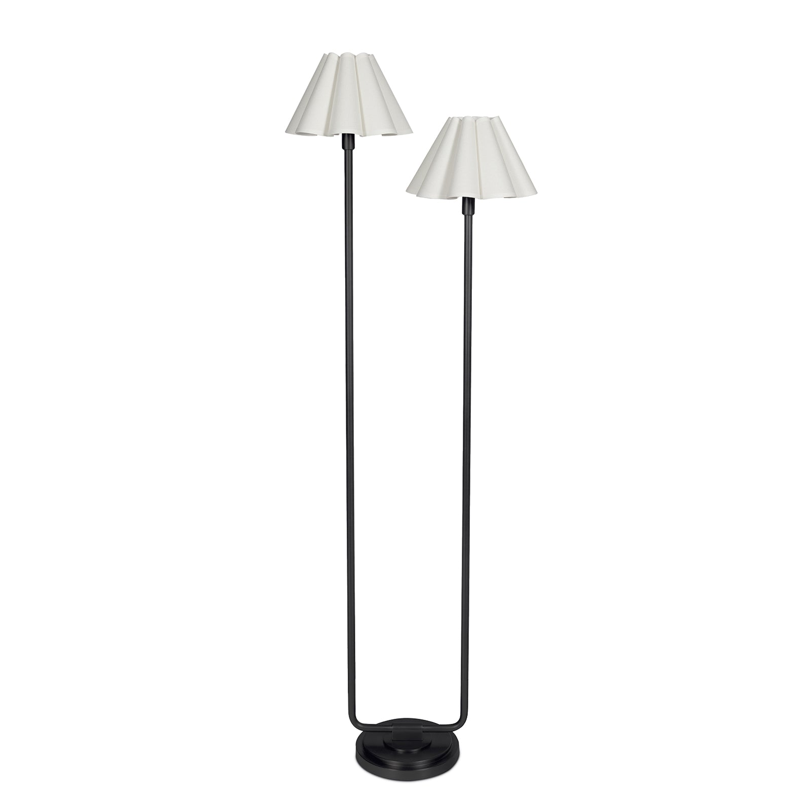 Polly Floor Lamp (Blackened Brass with White Scalloped Shade) - Rug & Weave