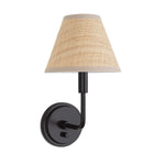 Polly Sconce Single (Blackened Brass with Rattan Shade) - Rug & Weave