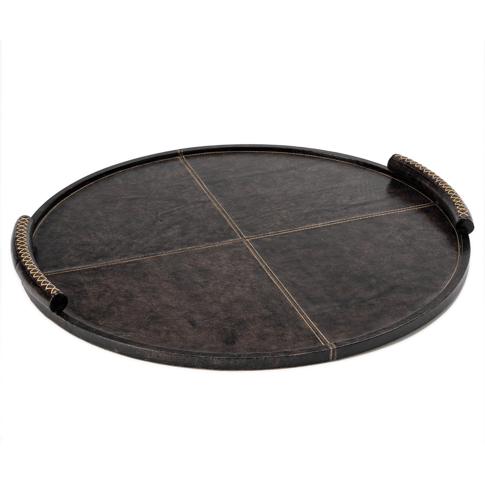 Forte Leather Tray Round Large (Black) - Rug & Weave