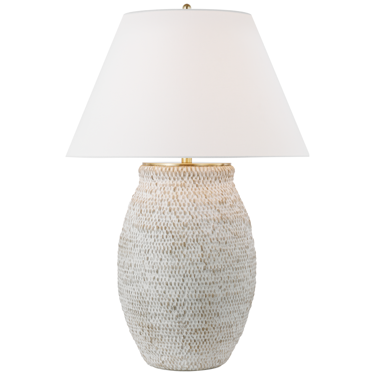 Avedon Large Table Lamp LIGHTING - table lamp Visual Comfort Plaster White Rattan