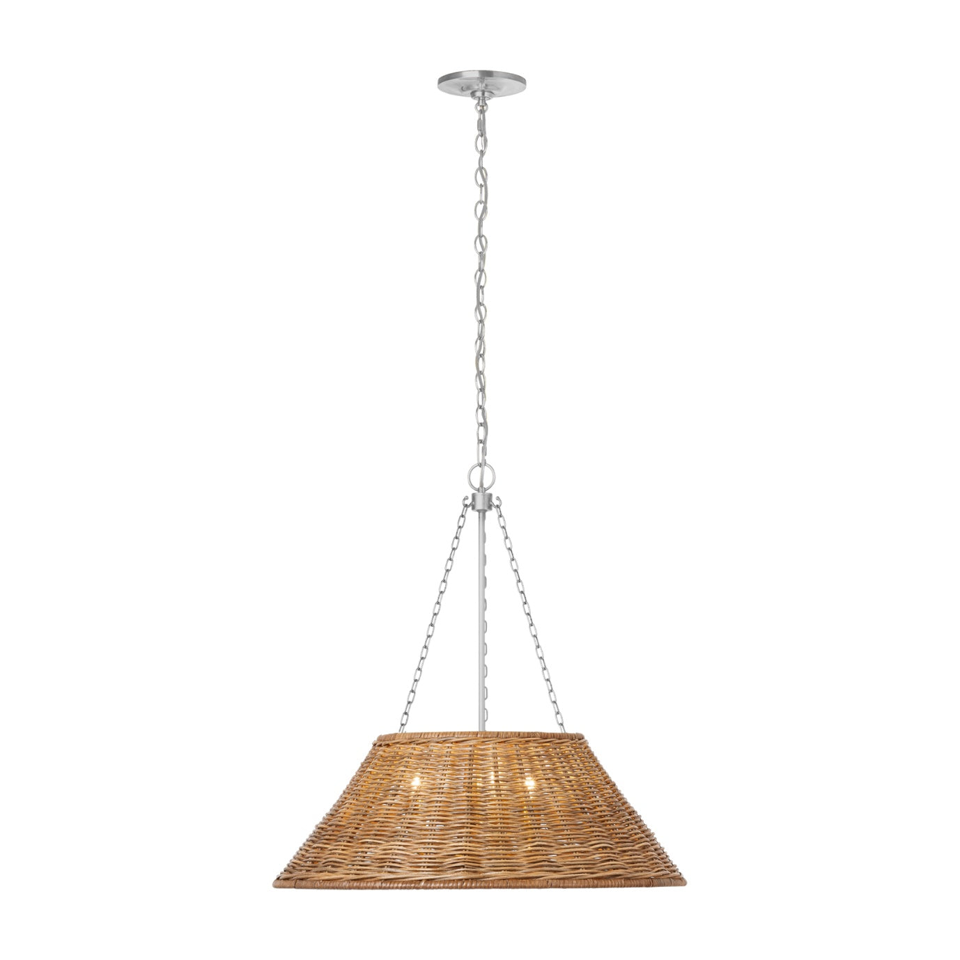 Corinne 24" Wrapped Hanging Shade Visual Comfort Polished Nickel Natural Wicker