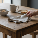Oatmeal Linen Napkin Set with Lace Trim