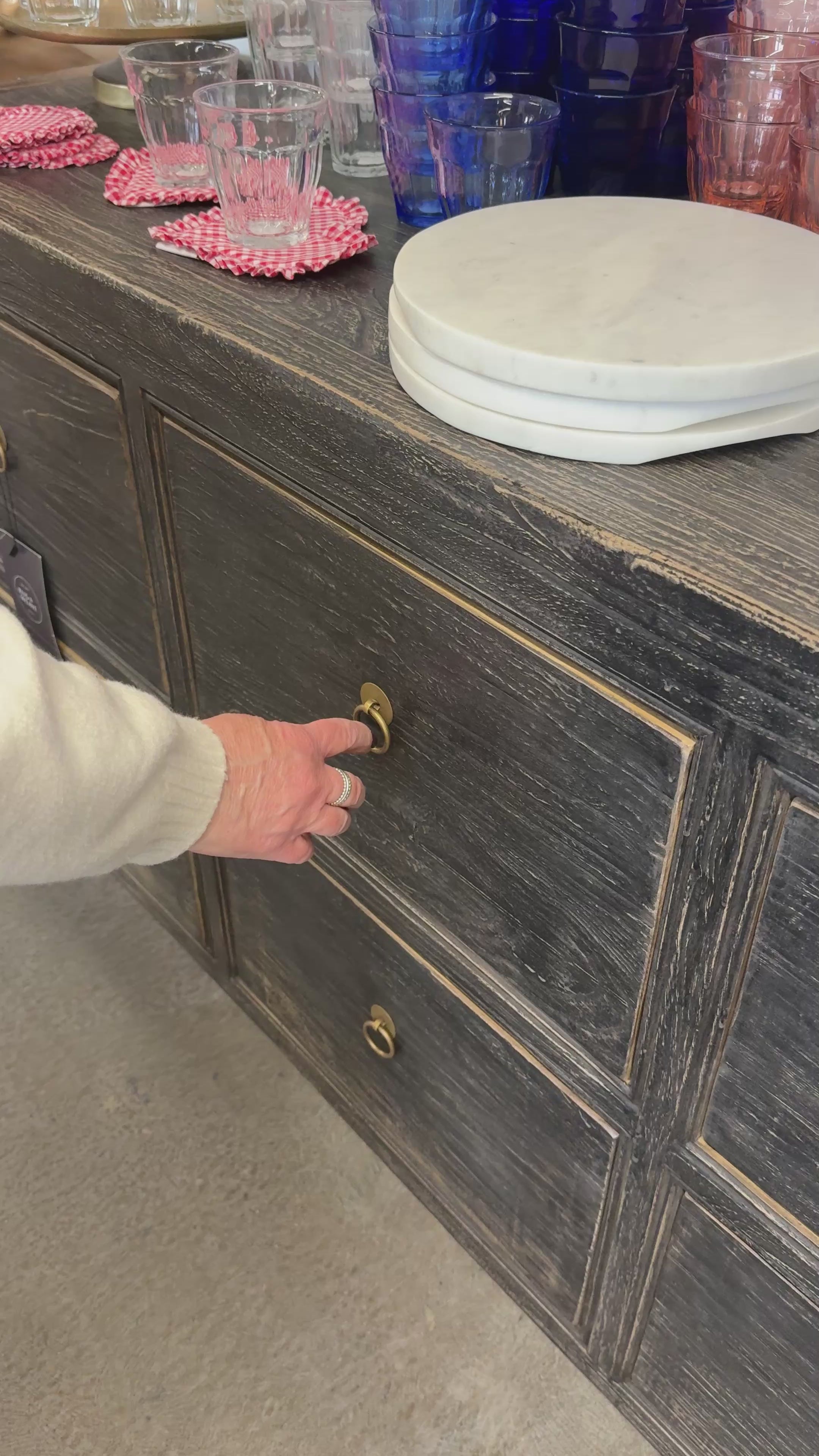 FLOOR MODEL - Reid Reclaimed Wood Sideboard - Weathered Black - 6-Drawer FURNITURE - floor model Hauer Market