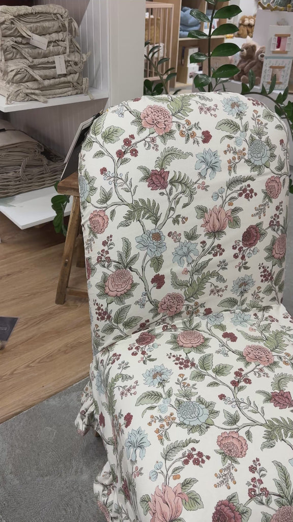 FLOOR MODEL - Briar Ruffle Slipcover Dining Chair - Melinda Floral Mauve FURNITURE - floor model Skyline Furniture