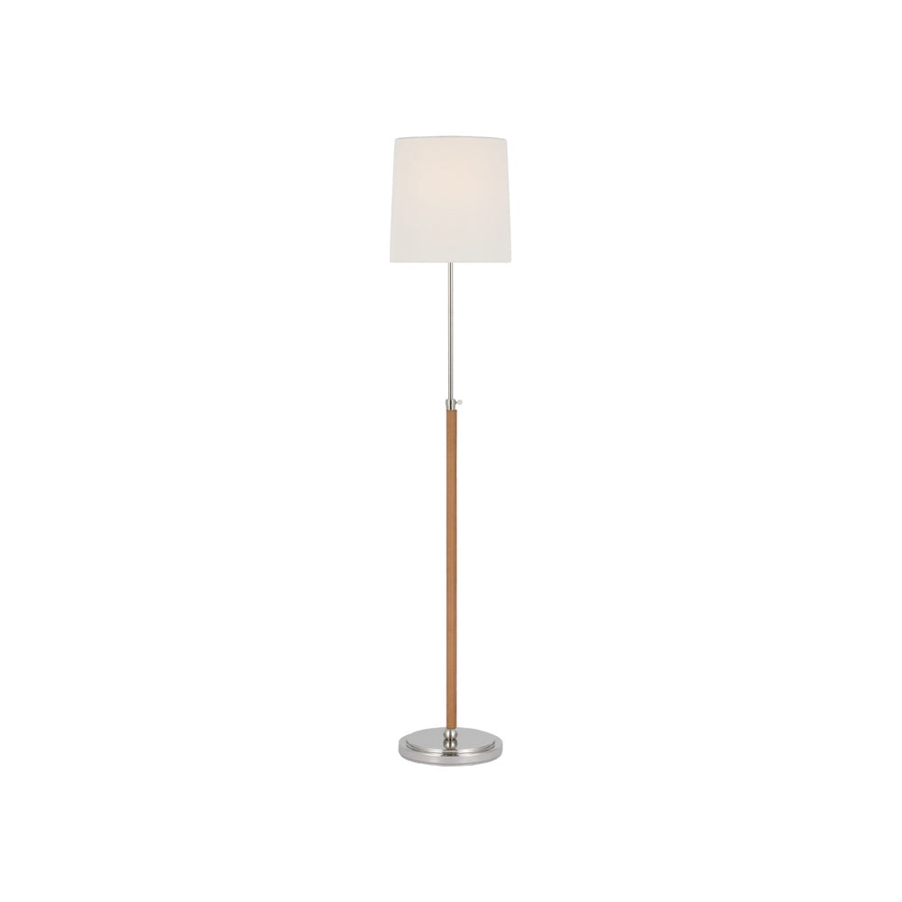 Bryant Wrapped Floor Lamp LIGHTING - floor lamp Visual Comfort - Signature Polished Nickel and Natural Leather