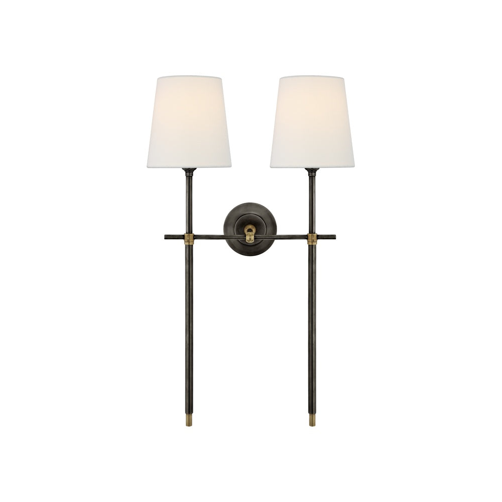 Bryant Large Double Tail Sconce LIGHTING - sconce Visual Comfort - Signature Bronze and Hand-Rubbed Antique Brass
