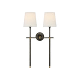Bryant Large Double Tail Sconce LIGHTING - sconce Visual Comfort - Signature Bronze and Hand-Rubbed Antique Brass