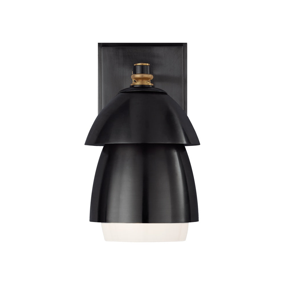Whitman Small Sconce LIGHTING - sconce Visual Comfort - Signature Bronze and Hand-Rubbed Antique Brass Bronze and White Glass