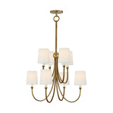 Reed Large Chandelier LIGHTING - chandelier Visual Comfort Hand-Rubbed Antique Brass