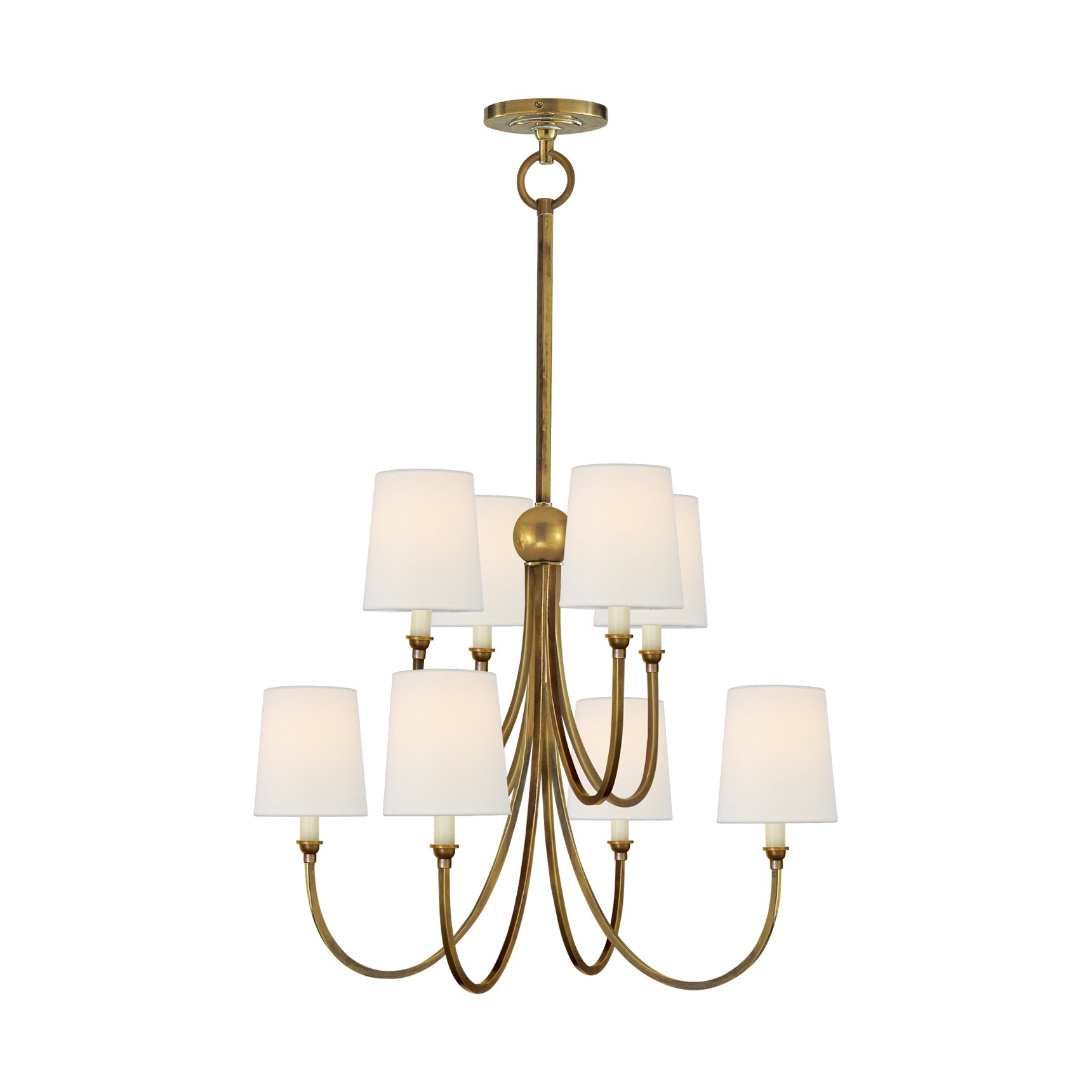 Reed Large Chandelier LIGHTING - chandelier Visual Comfort - Signature Hand-Rubbed Antique Brass