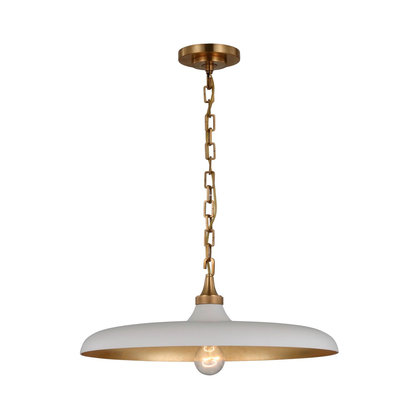 STORE FIXTURE - Piatto Medium Pendant - Brass/Plaster White LIGHTING - store fixture Visual Comfort - Signature