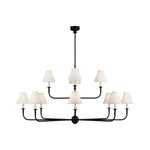 Piaf Grande Two-Tier Chandelier LIGHTING - chandelier Visual Comfort Aged Iron and Ebonized Oak