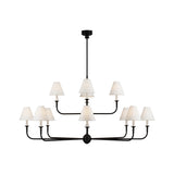 Piaf Grande Two-Tier Chandelier LIGHTING - chandelier Visual Comfort Aged Iron and Ebonized Oak