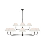 Piaf Oversized Two Tier Chandelier LIGHTING - chandelier Visual Comfort Aged Iron and Ebonized Oak