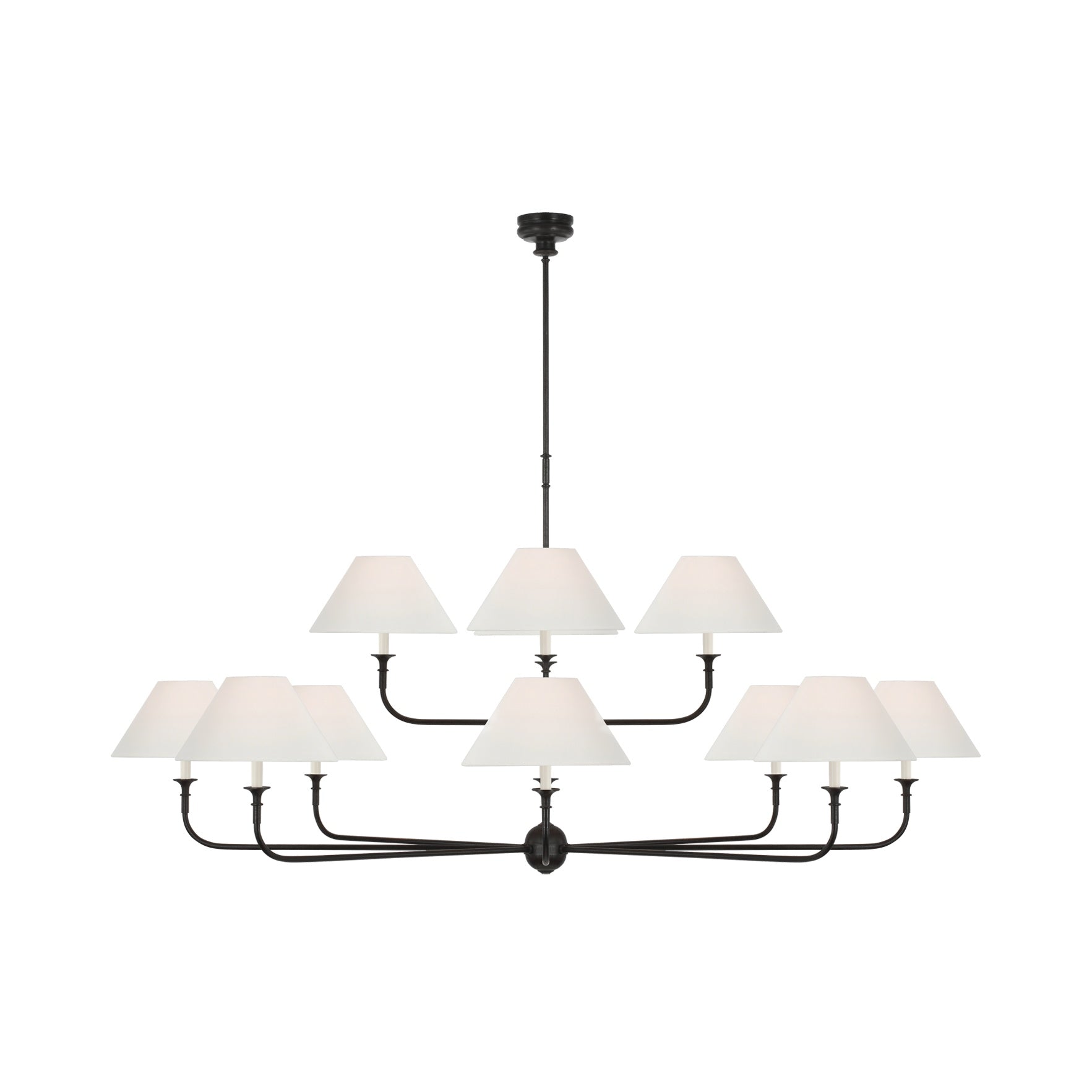 Piaf Oversized Two Tier Chandelier LIGHTING - chandelier Visual Comfort Aged Iron and Ebonized Oak