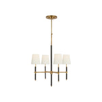 Bryant Small Wrapped Chandelier LIGHTING - chandelier Visual Comfort - Signature Hand-Rubbed Antique Brass and Chocolate Leather 4" x 5.5" x 6" Linen