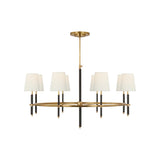 Bryant Wrapped Ring Chandelier LIGHTING - chandelier Visual Comfort - Signature Hand-Rubbed Antique Brass and Chocolate Leather 4" x 5.5" x 6" Linen