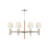 Bryant Wrapped Ring Chandelier LIGHTING - chandelier Visual Comfort - Signature Polished Nickel and Natural Leather 4" x 5.5" x 6" Linen