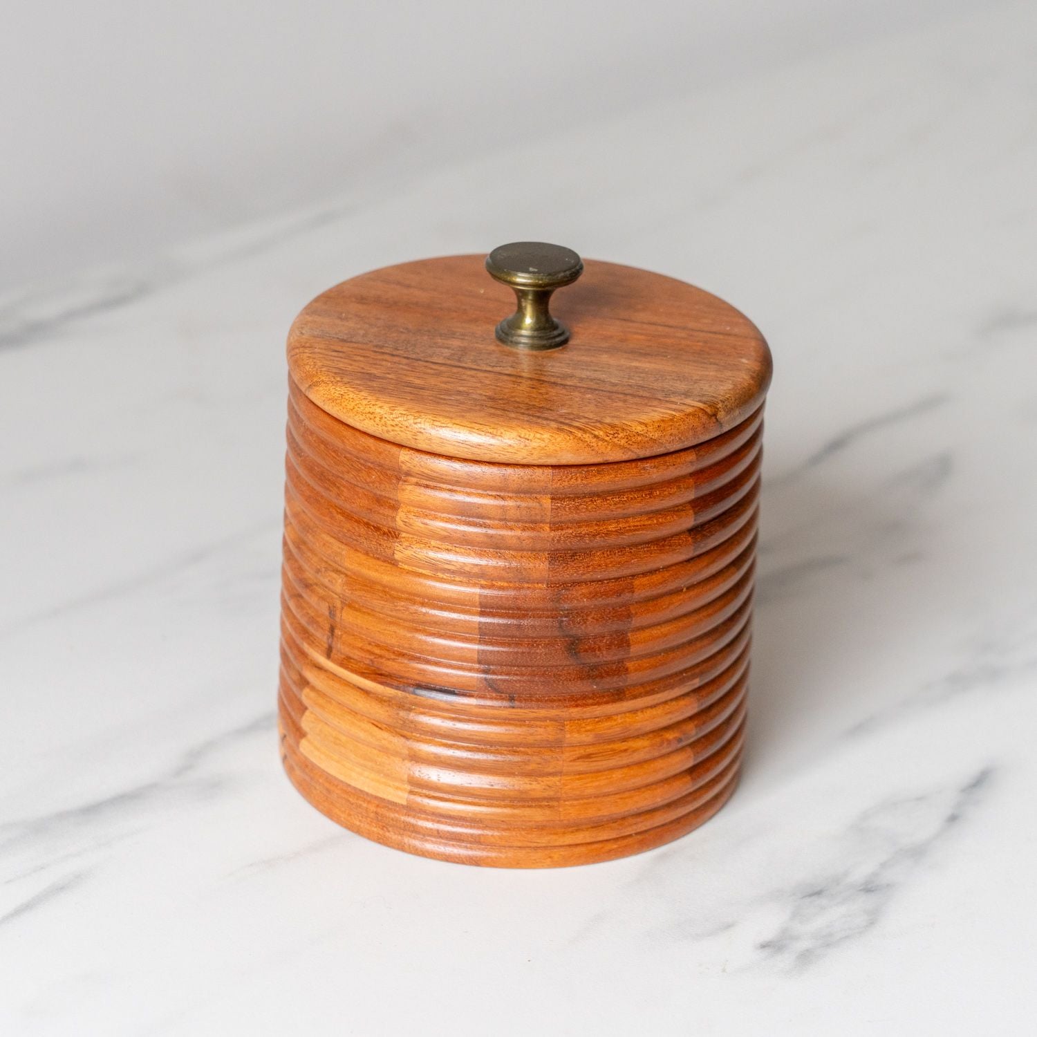 Ribbed Acacia Jar with Lid - Rug & Weave