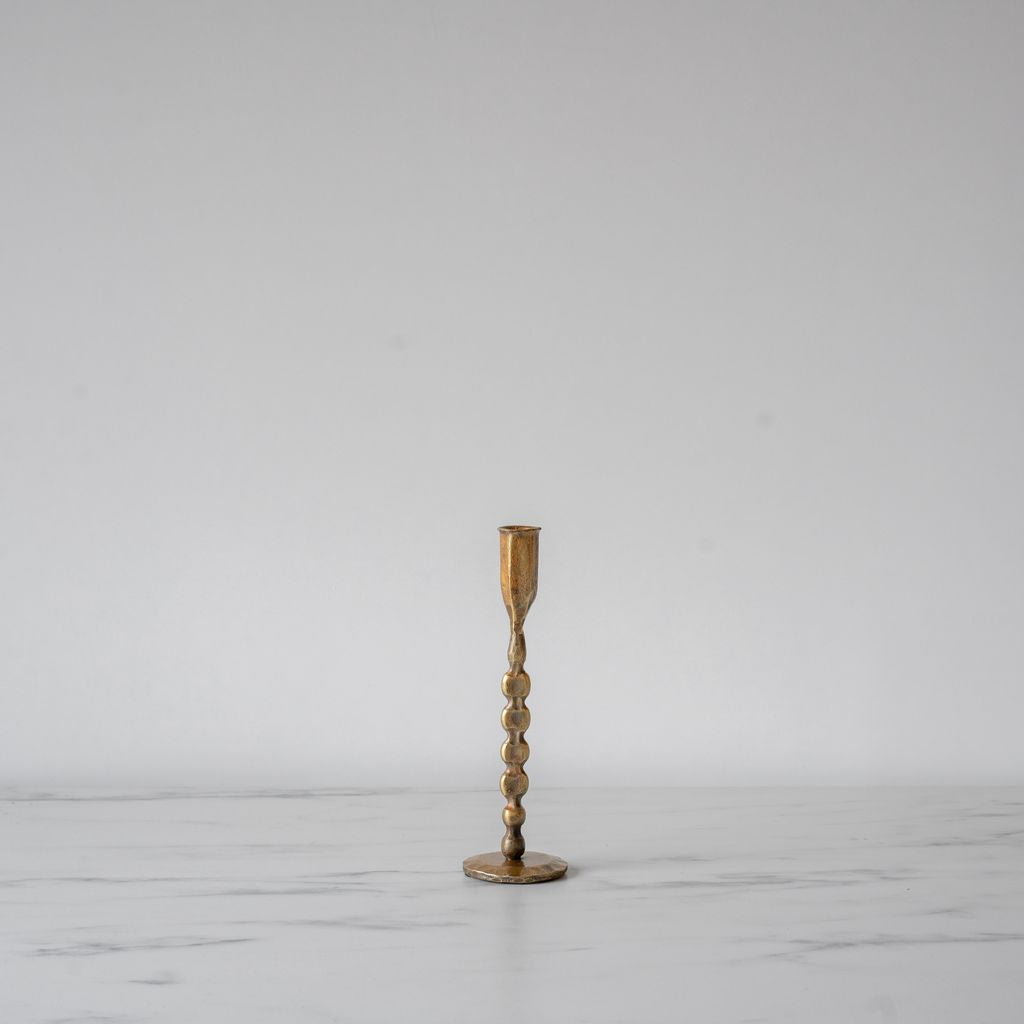 Twisted Antiqued Brass Candle Holder - Rug & Weave