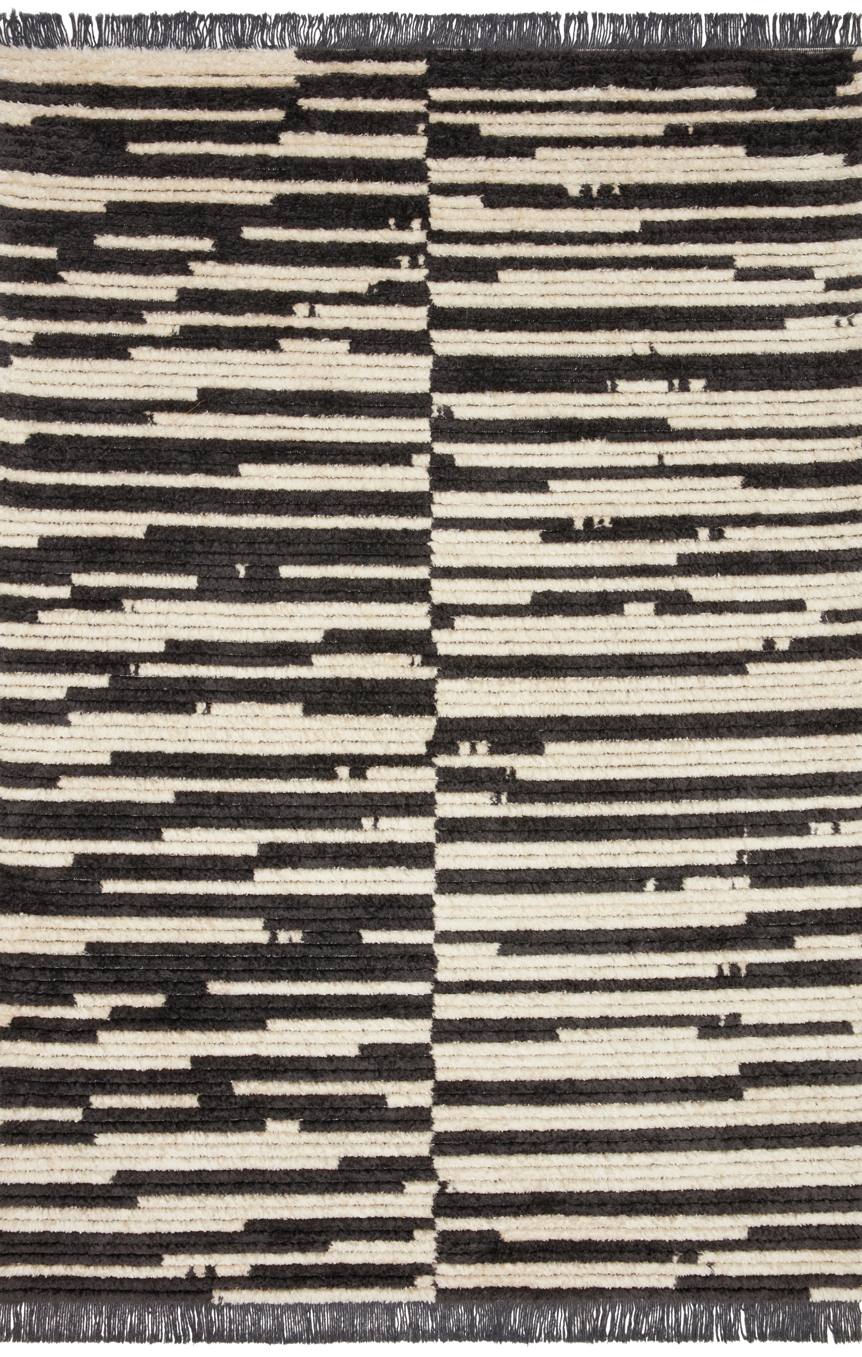 Chris Loves Julia x Loloi Alice Cream / Charcoal - Stripes Rug - Rug & Weave