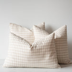Beige Gingham linen pillow covers in various sizes