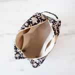 Block print toiletry bag with interior pockets