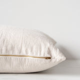 Oatmeal linen pillow with brass zipper closure