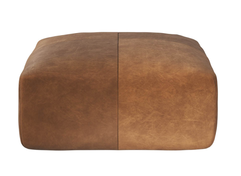 Ellie Ottoman / Cognac Leather - Rug & Weave